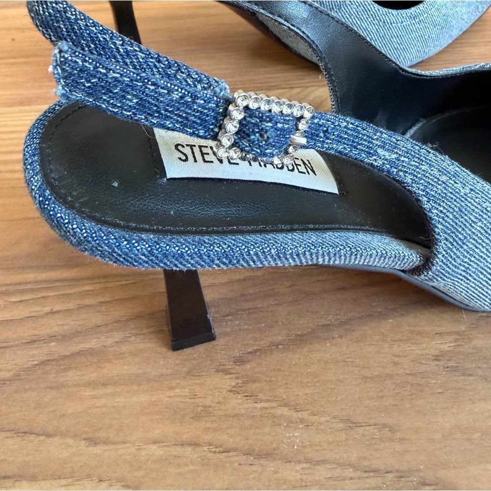 Steve Madden Blue Denim Slingback Pointed-Toe Heels - Picture 9 of 10